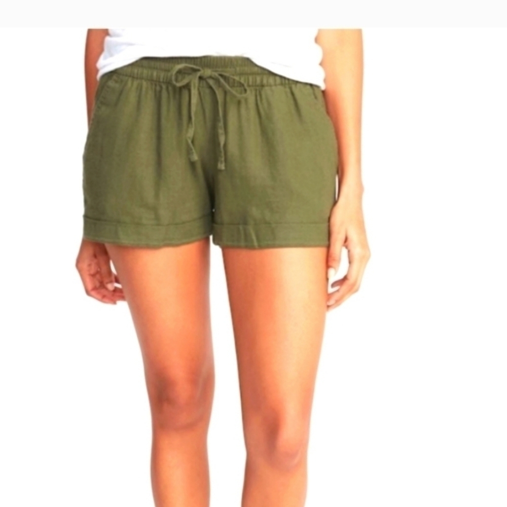 Old Navy Hunter Green Linen & Rayon Shorts Size XS